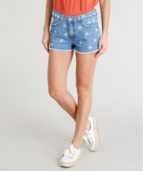 Short-Jeans-Feminino-Boy-Bordado-de-Margaridas-Azul-Medio-9365629-Azul_Medio_1