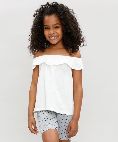 Blusa Infantil Ciganinha Off White Menor preço em Blusa Infantil Ciganinha Off White