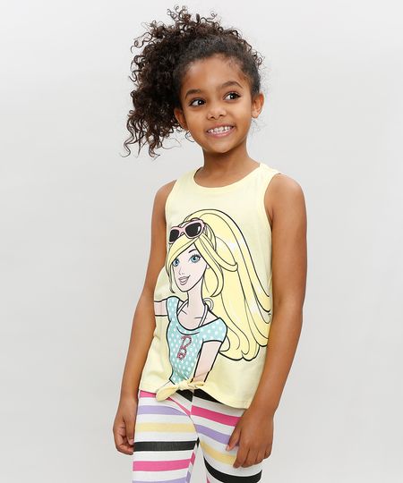 Regata-Infantil-Barbie-com-No-Decote-Redondo-Amarela-9327706-Amarelo_1