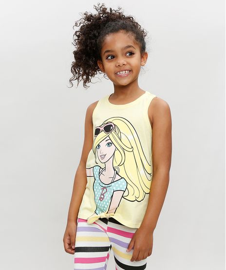 Regata-Infantil-Barbie-com-No-Decote-Redondo-Amarela-9327706-Amarelo_1