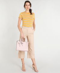 Blusa-Feminina-Basica-Listrada-Manga-Curta-Decote-Redondo-Mostarda-9312364-Mostarda_3