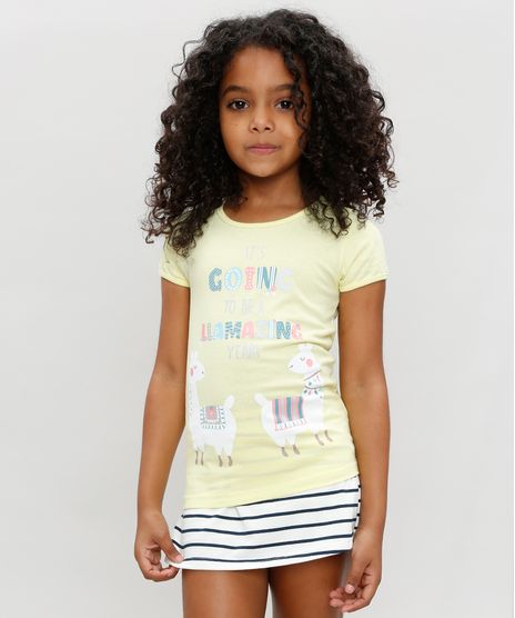 Blusa-Infantil-Lhama-Manga-Curta-Decote-Redondo-Amarela-9324165-Amarelo_1
