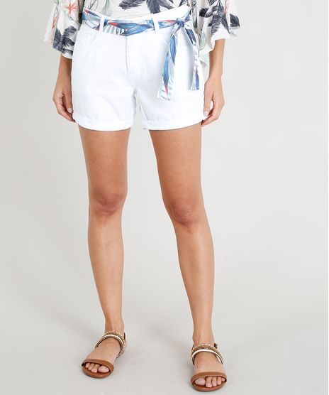 Short-de-Sarja-Feminino-Midi-com-Lenco-Estampado-Branco-9399471-Branco_1