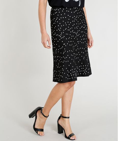 Saia-Midi-Feminina-em-Trico-Estampado-de-Poa-Preta-9420050-Preto_1