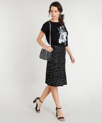 Saia-Midi-Feminina-em-Trico-Estampado-de-Poa-Preta-9420050-Preto_3