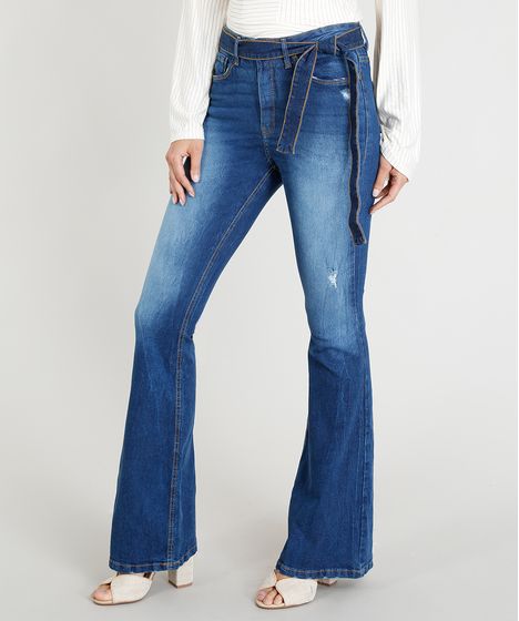 calça jeans cos alto de amarrar