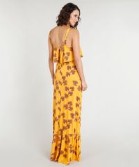 Vestido-Longo-Feminino-Estampado-com-Babados-Mostarda-9355105-Mostarda_2