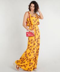 Vestido-Longo-Feminino-Estampado-com-Babados-Mostarda-9355105-Mostarda_3