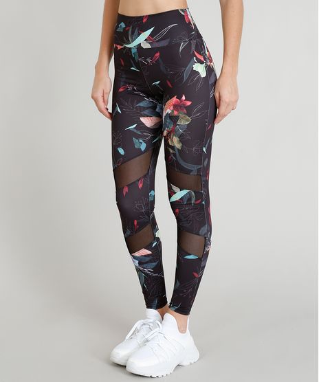 Calca-Legging-Feminina-Esportiva-Ace-Estampada-Floral-com-Recorte-em-Tule-Preta-9358769-Preto_1