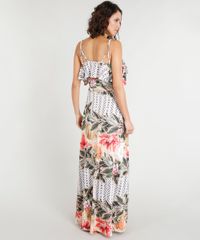 Vestido-Longo-Feminino-Estampado-Floral-com-Babados-Bege-9355506-Bege_2