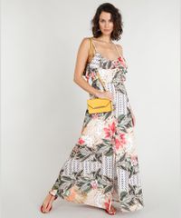 Vestido-Longo-Feminino-Estampado-Floral-com-Babados-Bege-9355506-Bege_3