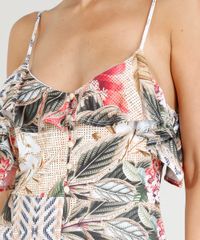Vestido-Longo-Feminino-Estampado-Floral-com-Babados-Bege-9355506-Bege_4