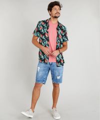 Camisa-Masculina-Estampada-Tropical-Manga-Curta-Gola-Esporte-Preta-9348258-Preto_3