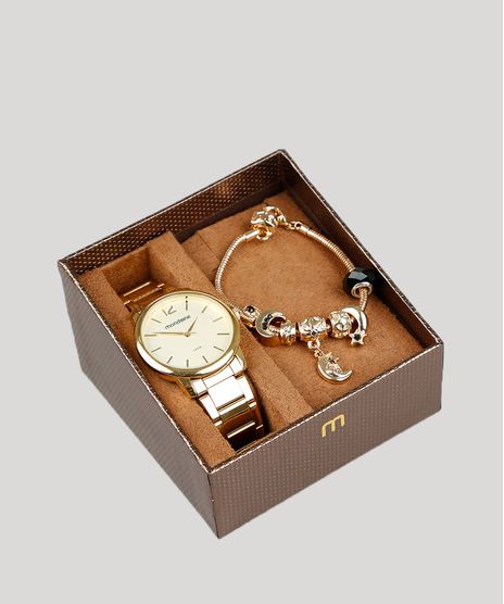 Kit-de-Relogio-Analogico-Mondaine-Feminino---Pulseira---53607LPMVDE1KA-Dourado-9398353-Dourado_1
