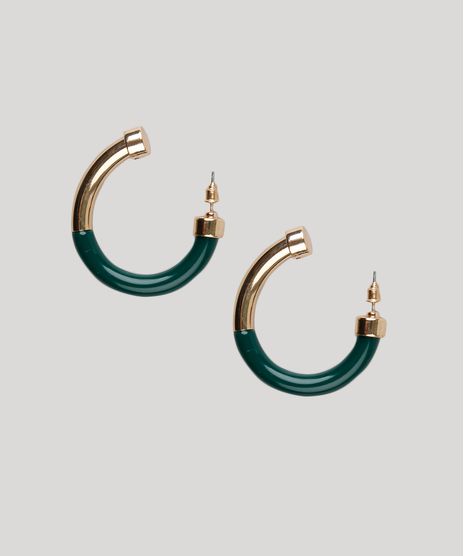 Brinco-Feminino-de-Argola-com-Acrilico-Verde-Escuro-9261501-Verde_Escuro_1