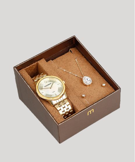 Kit-de-Relogio-Analogico-Mondaine-Feminino---Brinco---Colar---53658LPMVDE2KA-Dourado-9398378-Dourado_1