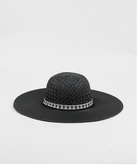 Chapeu-de-Praia-Feminino-em-Palha-Trancada-com-Tira-Etnica-Preto-9250034-Preto_1