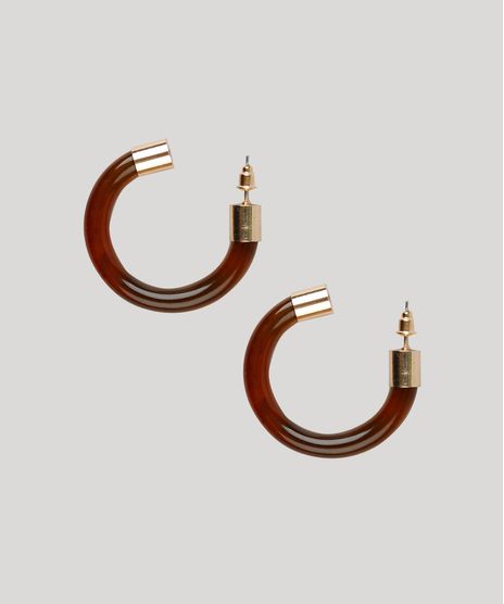 Brinco-Feminino-de-Argola-com-Acrilico-Caramelo-9261696-Caramelo_1
