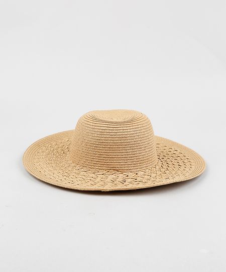 Chapéu de Praia Feminino em Palha Trançada Bege - Único Menor preço em Chapéu de Praia Feminino em Palha Trançada Bege - Único