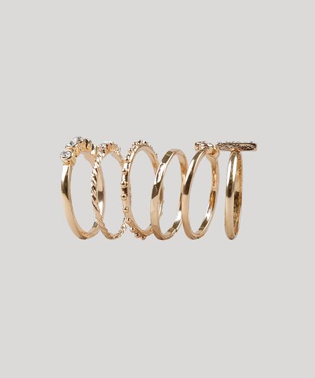 Kit-de-6-Aneis-Femininos-com-Strass-Dourado-9261942-Dourado_1
