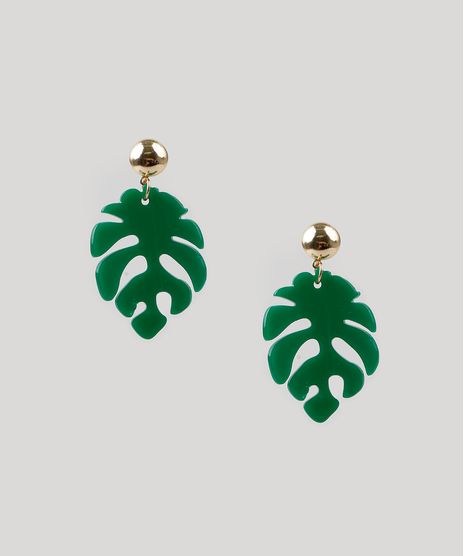 Brinco-Feminino-Com-Folha-Costela-de-Adao-Verde-Escuro-9261489-Verde_Escuro_1