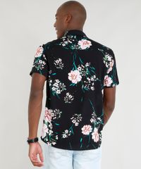 Camisa-Masculina-Relaxed-Estampada-Floral-Manga-Curta-Preta-9391762-Preto_2