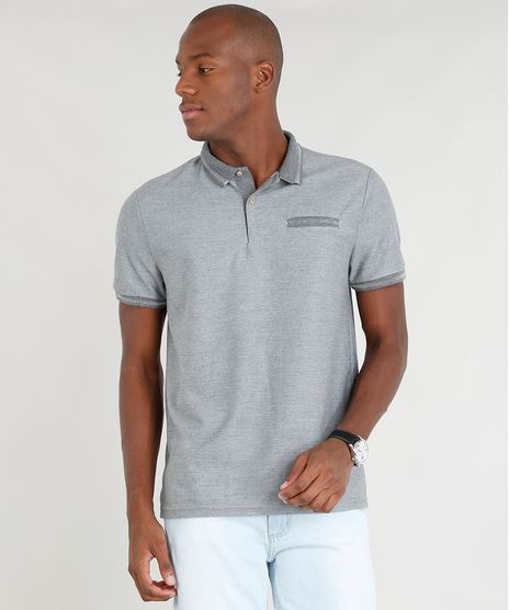 Polo-Masculina-com-Bolso-Decorativo-Manga-Curta-Cinza-Mescla-9356239-Cinza_Mescla_1