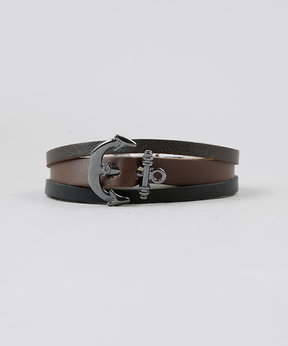 Pulseira Masculina com Âncora Preta