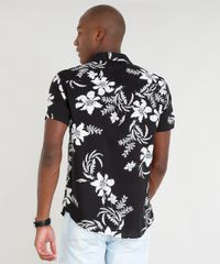 Camisa-Masculina-Relaxed-Estampada-Floral-Manga-Curta-Preta-9391761-Preto_2