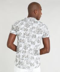 Camiseta-Masculina-Slim-Fit-Estampada-Floral-Manga-Curta-Gola-Careca-Cinza-Mescla-Claro-9341855-Cinza_Mescla_Claro_2