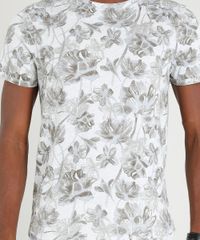 Camiseta-Masculina-Slim-Fit-Estampada-Floral-Manga-Curta-Gola-Careca-Cinza-Mescla-Claro-9341855-Cinza_Mescla_Claro_4
