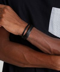 Pulseira-Masculina-Tripla-Preta-9398700-Preto_2
