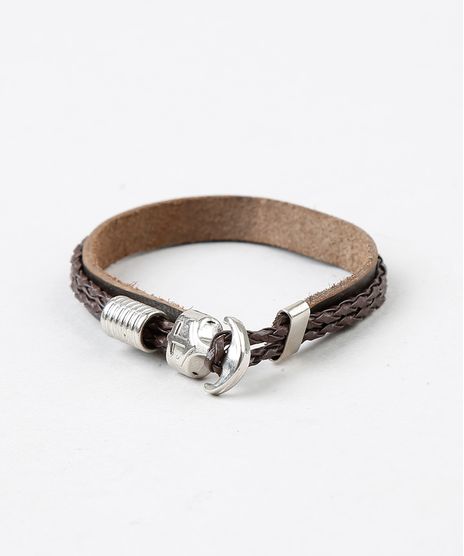 Pulseira-Masculina-com-Ancora-Marrom-9398697-Marrom_1