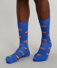 Meia-Masculina-Cano-Alto-Divertida-Estampada-Fast-Food-Azul-Royal-9335881-Azul_Royal_2