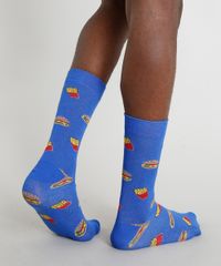 Meia-Masculina-Cano-Alto-Divertida-Estampada-Fast-Food-Azul-Royal-9335881-Azul_Royal_3