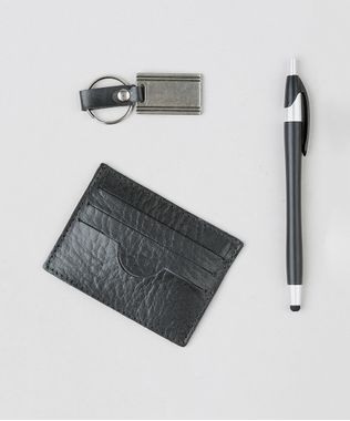 Kit-de-Porta-Cartoes-em-Couro---Chaveiro---Caneta-Preto-9398694-Preto_1