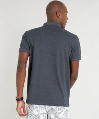 Polo-Masculina-com-Bolso-Decorativo-Manga-Curta-Cinza-Mescla-Escuro-9209743-Cinza_Mescla_Escuro_2