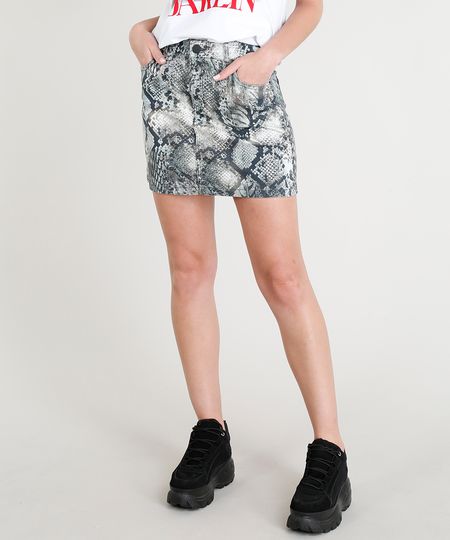 Saia Feminina Mindset Curta Estampada Animal Print Off White Menor preço em Saia Feminina Mindset Curta Estampada Animal Print Off White