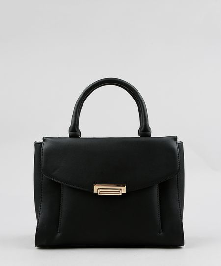 Bolsa Feminina Trapézio com Bolso e Alça Removível Preta - Único Menor preço em Bolsa Feminina Trapézio com Bolso e Alça Removível Preta - Único