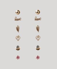 Kit-de-6-Brincos-Femininos-Dourado-9261561-Dourado_1