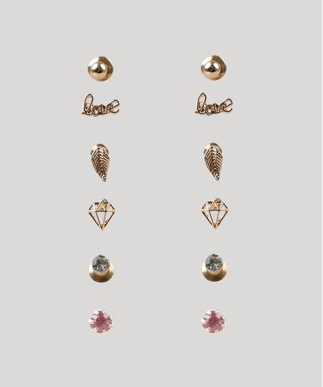 Kit-de-6-Brincos-Femininos-Dourado-9261561-Dourado_1