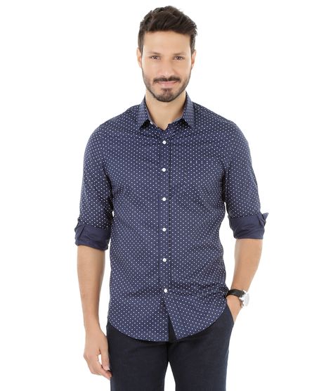 Camisa-Slim-com-Mini-Print-Azul-Marinho-8322143-Azul_Marinho_1