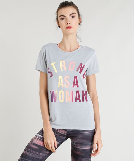 Blusa-Feminina-Esportiva-Ace--Strong-as-a-Woman--Manga-Curta-Decote-Redondo-Cinza-9360624-Cinza_1