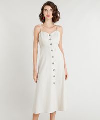 Vestido-Midi-Feminino-em-Linho-com-Botoes-Kaki-9336676-Kaki_1