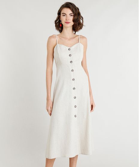 Vestido-Midi-Feminino-em-Linho-com-Botoes-Kaki-9336676-Kaki_1