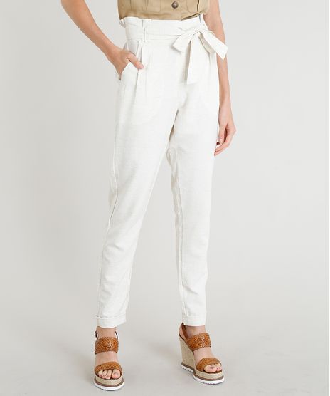 Calca-Clochard-Feminina-com-Linho-Cintura-Alta-Bege-Claro-9378848-Bege_Claro_1