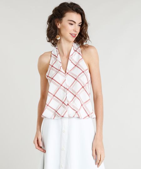 Regata-Feminina-Bluse-com-Estampa-Xadrez-Decote-V-Off-White-9371742-Off_White_1 Regata-Feminina-Bluse-com-Estampa-Xadrez-Decote-V-Off-White-9371742-Off_White_1