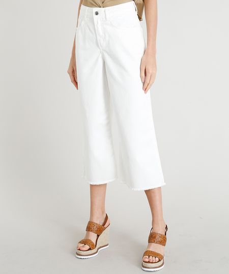 Calca-de-Sarja-Pantacourt-Feminina-com-Cintura-Alta-Barra-Desfiada-Off-White-9381177-Off_White_1