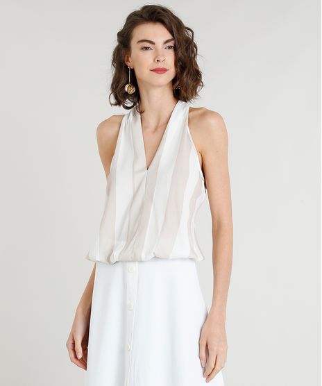 Regata-Feminina-Bluse-com-Listras-Decote-V-Bege-Claro-9439771-Bege_Claro_1