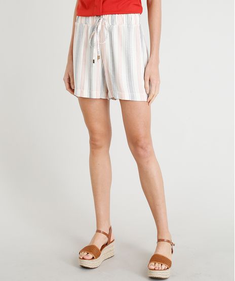 Short-Feminino-Estampado-Listrado-com-Cordao-Bege-Claro-9374453-Bege_Claro_1